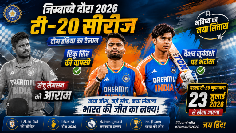 Zimbabwe Tour2026:वैभव पर फिर भरोसा,संजू को आराम